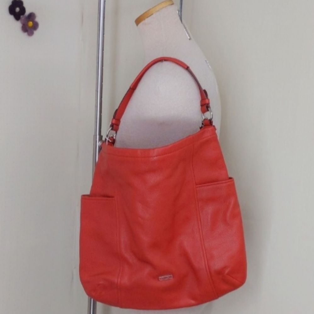 Genuine Coach Leather Shoulder Satchel Bag Red